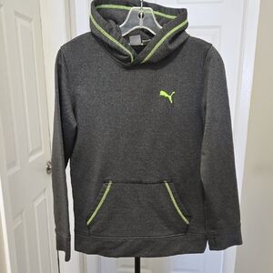 Puma Gray Hoodie with Neon Green Accents For Boys